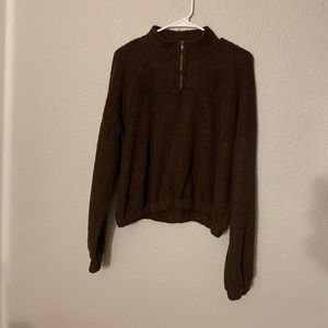 Crop top brown fuzzy jacket